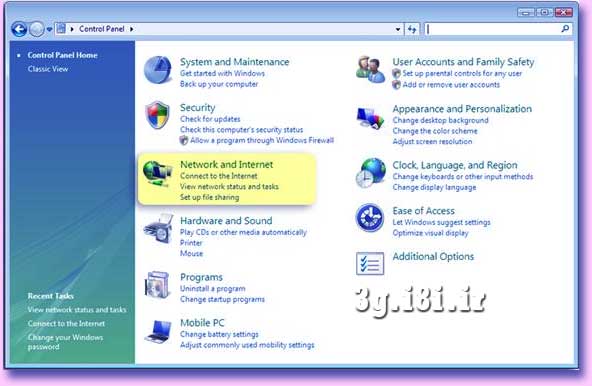 نحوه راه اندازي واي فاي WiFi در Windows Vista براي اتصال به مودم جيبي Huawei D25HW