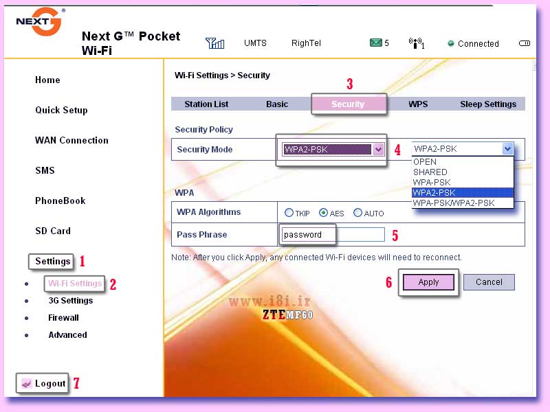 آشنايي با حالت هاي مختلف رمز گذاري Security Mode در مودم هاي واي فاي-وايرلس و در مودم ZTE MF60